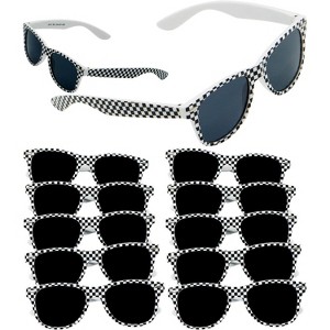 4E's Novelty 12 Pack Checkered Race Car Sunglasses - Party Favors for Kids & Adults - 1 of 4