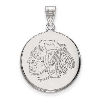 Black Bow Jewelry 10k White Gold Chicago Blackhawks NHL Large Pendant