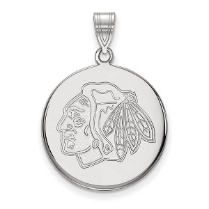 Black Bow Jewelry 10k White Gold Chicago Blackhawks NHL Large Pendant - 1 of 3