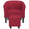 VidaXL Tub Chair with Footstool Wine Red Fabric - 3 of 4