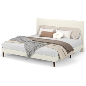Jojoka Bed Frame with Headboard,Comfy Corduroy Upholstered Platform Bed Frame with Wooden Slats Support - 1 of 4