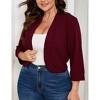 Plus Size Blazers For Women Open Front 3/4 Sleeve Ruffled Hem Work Jackets Blazer - 4 of 4