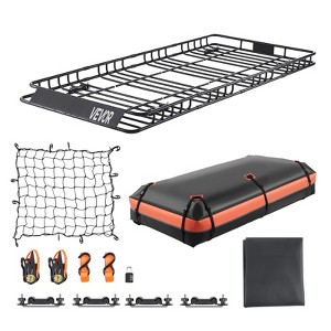 VEVOR Roof Rack Basket, 84 x 39 x 4.1 in, Universal Rooftop Cargo Carrier with 7.9 x 3.9 x 10.2 in Cargo Bag, Net, Ratchet Straps, Black - 1 of 4