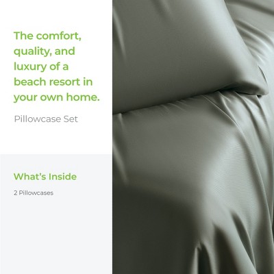 King Size Oasis Green Cotton Sateen Pillowcase Set