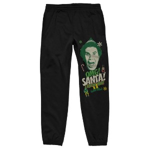 Elf OMG! Santa! I Know Him! Men's Black Graphic Sweatpants - 1 of 3
