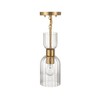Robert Stevenson Lighting Josephine Mid-Century Modern Metal and Clear Ribbed Glass Ceiling Light Brushed Gold - 2 of 4