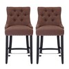 WestinTrends 24" Linen Tufted Buttons Upholstered Wingback Counter Stool (Set of 2) - 3 of 4
