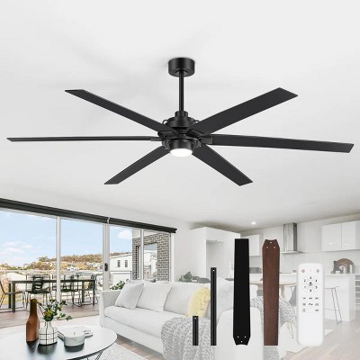 Airsurfer Windmill 72-in Color-Changing LED Matte Black with Black and Dark Brown Blades Ceiling Fan With Light - Remote Included ( 6 -Blade )
