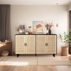 62.20"Rattan Storage Cabinet, Modern Wooden Buffet Cabinet With 4 Doors Adjustable Shelves, Accent Sideboard Storage Cabinet For Living Room Hallway - 4 of 4
