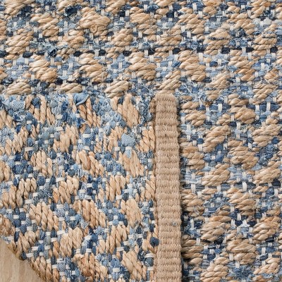 Cape Cod Blue and Natural Handwoven Jute Area Rug