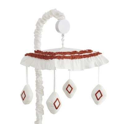 Image of Sweet Jojo Designs Boy, Girl, Unisex/Gender Neutral Musical Crib Mobile Diamond Tuft Orange and Ivory