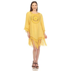 Women's Crocheted Fringed Trim Dress Cover Up - White Mark - 1 of 4