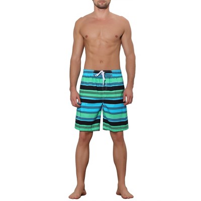 Lars Amadeus Men's Drawstring Stripes Color Block Beach Board Shorts 2 Packs Green 30 — фото 2