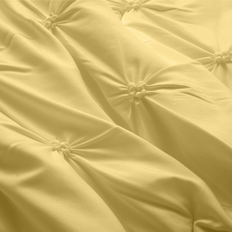 Peace Nest Pintuck Comforter Set, Bedding Set for All Season, Comforter and Pillowcases Set, Yellow, 4 of 7