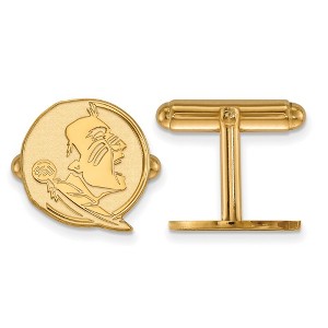 Black Bow Jewelry 14k Yellow Gold Plated Sterling Silver Florida State Seminoles NCAA Cuff Links - 1 of 3