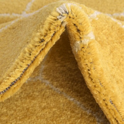 Modern Yellow Trellis Square Synthetic Indoor Rug