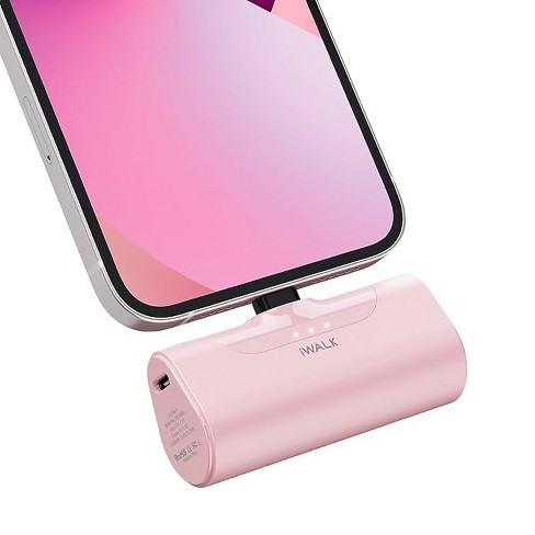 Iwalk Small Portable Charger 4500mah Ultra-compact Power Bank Cute Battery  Pack For Iphone 14/13/12/11/xs/xr/x/8/7/6 Airpods - Pink : Target