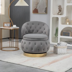 360 Degree Swivel Armchair Cuddle Chairs With Wide Upholstered,Barrel Armchair With Storage,Fluffy Velvet Fabric Chair-Cuddlewood - 1 of 4