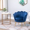HOMCOM Elegant Velvet Fabric Accent Chair/Leisure Club Chair with Gold Metal Legs for Living Room, Blue - 2 of 4