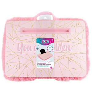 3C4G: Pink & Gold Deluxe Fur Lap Desk - You Are Golden, Make It Real,12” x 17" - 1 of 4