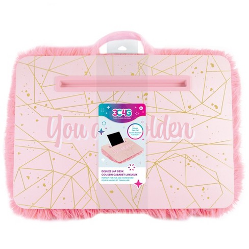 3C4G: Pink & Gold Deluxe Fur Lap Desk - You Are Golden, Make It Real,12” x 17" - image 1 of 4