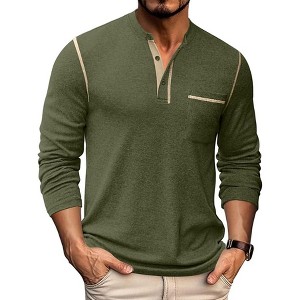 COOFANDY Men's Henley Long Sleeve Shirts Casual Button T-Shirt