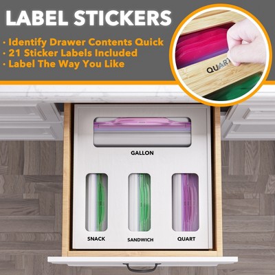 White Bamboo Kitchen Drawer Bag Organizer with 4 Slots