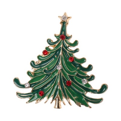Unique Bargains Christmas Brooches YNCP1556 Christmas Tree Alloy Dripping Wax Green 1.69"x1.77" 1 Pc