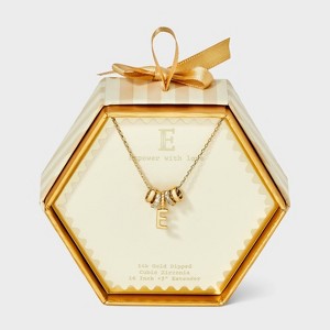 14K Gold Dipped Cubic Zirconia Rondelle Initial Necklace - A New Day™ Gold - 1 of 4