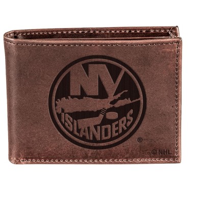 Evergreen NHL New York Islanders Brown Leather Bifold Wallet Officially Licensed with Gift Box