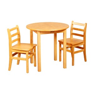 ECR4Kids 30in D Round Hardwood Table with 28in Legs and Two 16in Chairs, Kids Furniture - 1 of 4