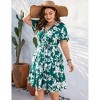 Plus Size V Neck Midi Dress Wrap Short Sleeves High Waisted Summer Casual Belt Dress - 4 of 4