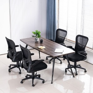 LOVMOR Black Mesh Office Chair with Lumbar Support and Flip-Up Arms - 1 of 4