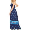 LA LEELA Women's Beach Pirates Evening Party Halter Caribbean Pirate Maxi Dress Elastic Tube Top for Women One Size Skull Crossbones, Blue - 2 of 4