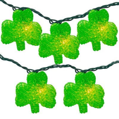 Northlight 10 Green Irish Shamrock St Patrick's Day String Lights - 7.25ft Green Wire