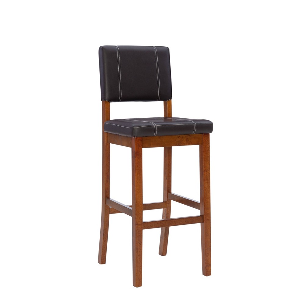 Photos - Chair Linon Milano Faux Leather Padded Barstool Upholstered Seat and Back Brown - Lino 