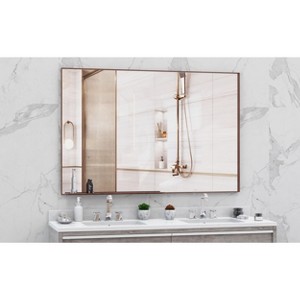 CAVINAS 60 x 40 Inch Modern Vanity Mirror, Bathroom Mirror with Aluminum Frame and Removable Tray, Wall Mirror for Bathroom, Bedroom - 1 of 4