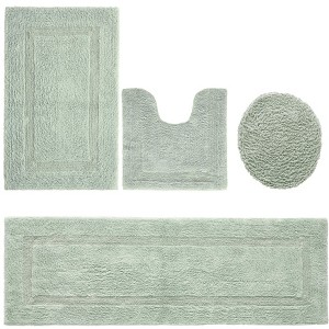 Lux Premium 100% Cotton Tufted Solid Reversible 4 Piece Bath Rug Set – Ultra-Soft, Water-Absorbent, Durable, Machine Washable Bathroom Rug - 1 of 4