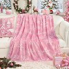 Lomsoe Pink Snowflake Flannel Throw Blanket, Winter Holiday Decorative Blankets, Super Soft Cozy Throw Blankets for Home Sofa Couch - 2 of 4