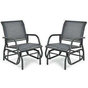 Tangkula Outdoor Single Glider Chair Rocking Seating Lounging Chair with Armrest Brown/Grey - 1 of 4