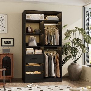 Besiost 36-In Closet Organizer with Wood Drawers, Freestanding Closet System with Hanging Rods - 1 of 4