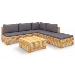 vidaXL Garden Lounge Set Dark grey and teak wood - 1 of 4