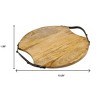 HomeRoots 13" Natural Brown Round Wood and Metal Tray - 3 of 4