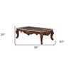 HomeRoots 36" Gray and Brown Genuine Marble And Solid Wood Coffee Table - 3 of 4