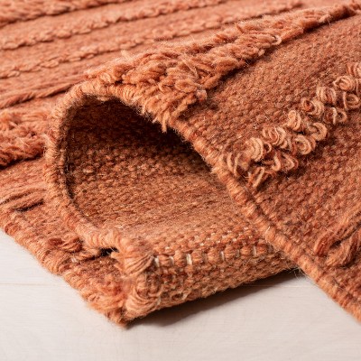 Hand-Knotted Rustic Orange Wool-Cotton Blend 4' x 6' Area Rug