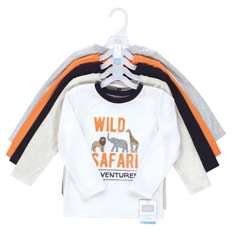 Hudson Baby Infant and Toddler Boy Long Sleeve T-Shirts, Cool Safari, 2 of 8