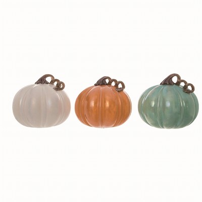 Transpac Glass Multicolor Harvest Iridescent Pumpkin Set of 3