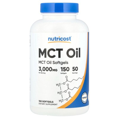 Nutricost MCT Oil, 3,000 mg, 150 Softgels (1,000 mg per Softgel)