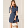 Allegra K Women's Summer Ruffled Short Sleeve Belted Button Down Shirt Dress - 2 of 4