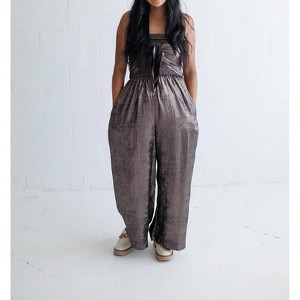 Women's Tie Front Shine Jumpsuit - GRADE & GATHER - 1 of 3